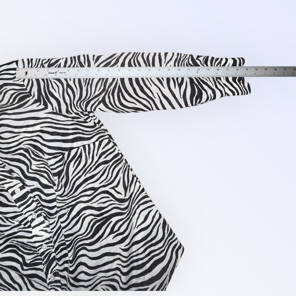 Talbots Button Front Zebra Shirt - Plus 1x Black/… - image 8
